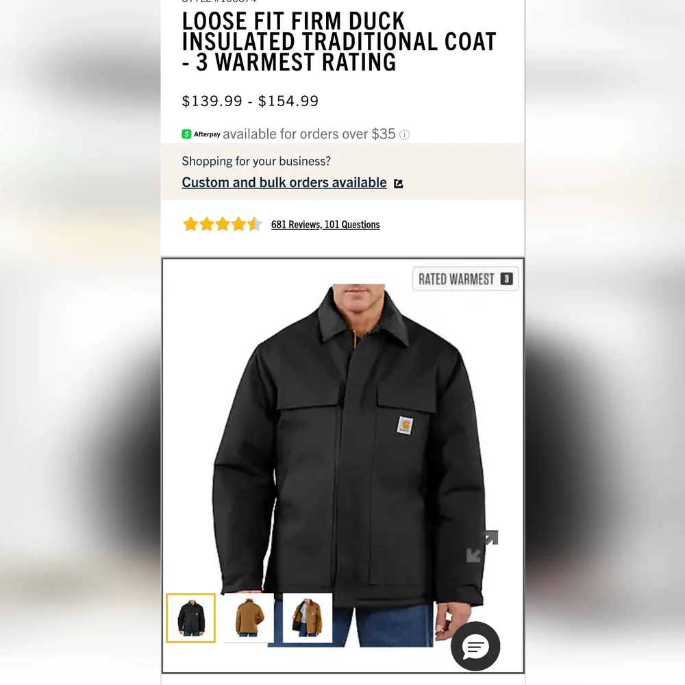 Carhartt Loose Fit Firm Duck Insulated Traditional Coat - Picture 3 of 4